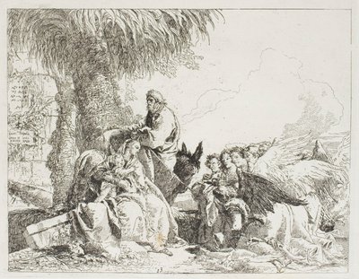 Le Repos pendant la fuite, planche treize de La Fuite en Égypte - Giovanni Domenico Tiepolo