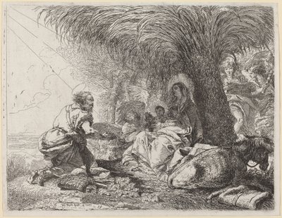 Le repos pendant la fuite avec Joseph en adoration - Giovanni Domenico Tiepolo