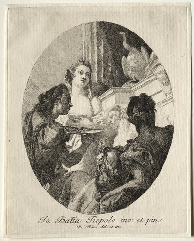 Trois femmes présentant des cadeaux de Marc Antoine à Cléopâtre - Giovanni Domenico Tiepolo