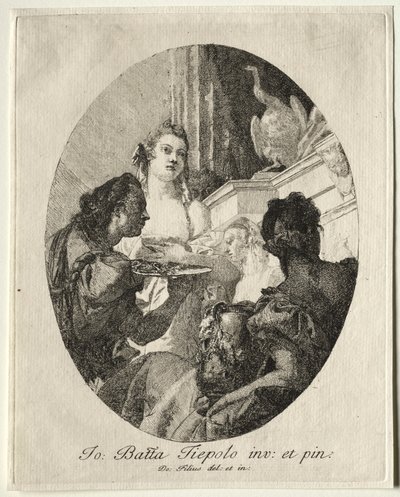 Trois femmes présentant des cadeaux de Marc Antoine à Cléopâtre - Giovanni Domenico Tiepolo