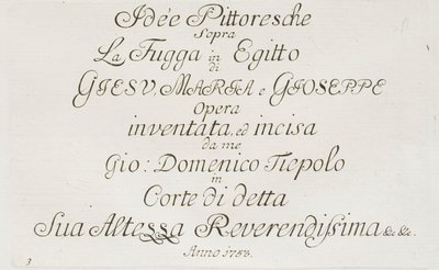 Page de titre de La fuite en Égypte - Giovanni Domenico Tiepolo