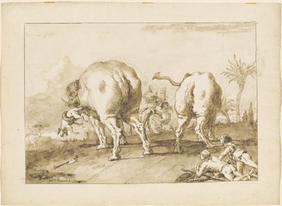 Deux éléphants déchaînés - Giovanni Domenico Tiepolo