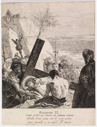 Via crucis - Station IX. Jésus tombe pour la troisième fois - Giovanni Domenico Tiepolo