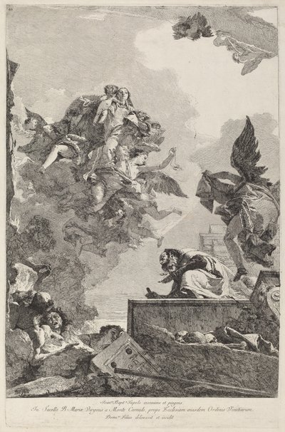La Vierge du Carmel apparaissant à Saint Simon Stock - Giovanni Domenico Tiepolo after Giovanni Battista Tiepolo