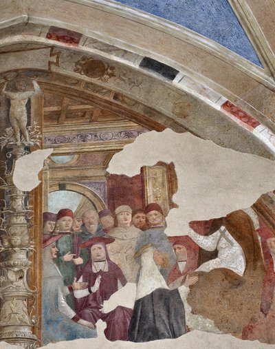 Représentation de Sainte Catherine de Sienne devant le pape Grégoire XI à Avignon Fresque de Giovanni Donato da Montorfano (1460-1502) Lunette de la chapelle Bolla, nef gauche - Giovanni Donato Montorfano
