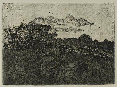 Paysage au coucher du soleil avec des porcherons - Giovanni Fattori