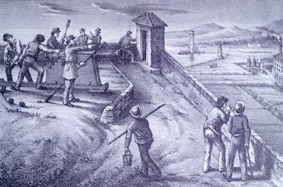 Défense de Livourne depuis le Fort San Pietro, gravure - Giovanni Fattori