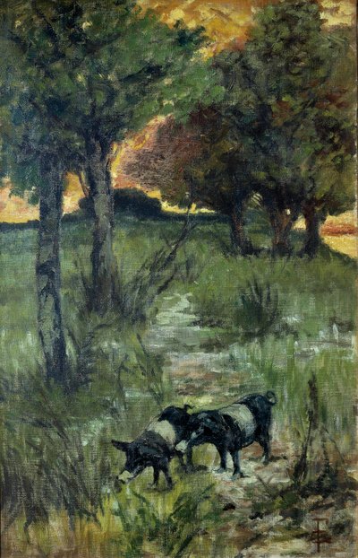 Italie, Florence, Cochons en pâture - Giovanni Fattori