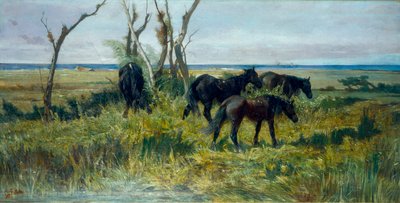 Pâturage en Maremme. Chevaux en pâturage, vers 1872 - Giovanni Fattori