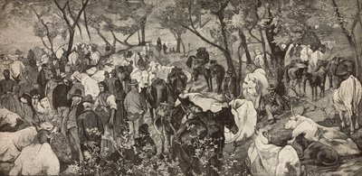 Marché dans les Apennins toscans, gravure d