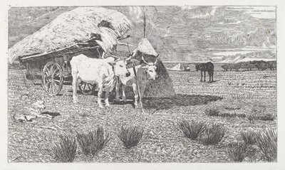 Bœufs attelés au chariot (Maremma) - Giovanni Fattori
