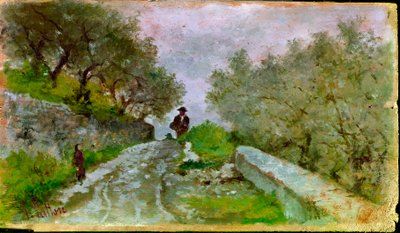 Chemin vers les Oliviers avec des promeneurs - Giovanni Fattori