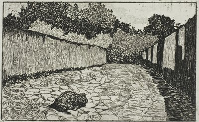 Petite rue à la périphérie de Florence avec chiot - Giovanni Fattori