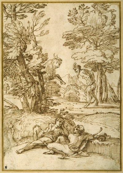 Paysage avec deux bergers se reposant, tandis qu