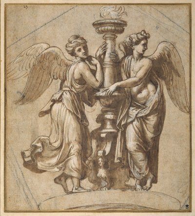 Victoire embrassant un candélabre - Giovanni Francesco (c.1488 1528) Penni