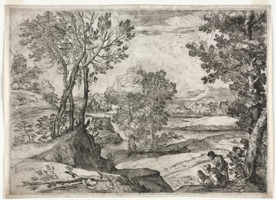 Paysage avec une famille - Giovanni Francesco Grimaldi