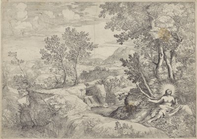 Paysage avec la pénitente Marie-Madeleine - Giovanni Francesco Grimaldi