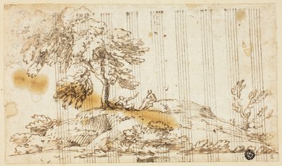 Deux hommes assis sous un arbre sur une colline - Giovanni Francesco Grimaldi
