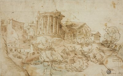 Vue du temple de Vesta, Tivoli - Giovanni Francesco Grimaldi