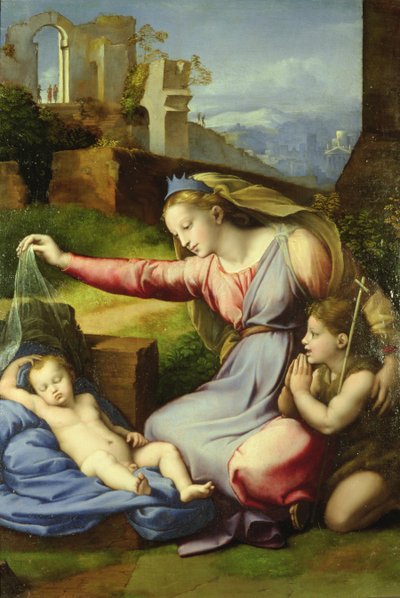 Vierge au Voile (La Vierge au Diadème Bleu) - Giovanni Francesco Penni