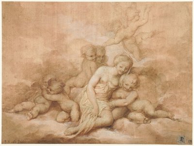 Femme avec enfants - Giovanni Francesco Romanelli
