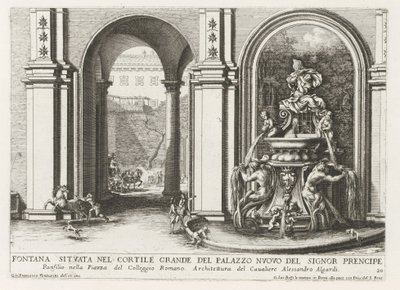 Fontaine dans une cour intérieure du Palazzo Doria Pamphilj à Rome - Giovanni Francesco Venturini