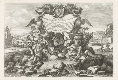 Fontaine avec dédicace et armoiries de Livio Odescalchi - Giovanni Francesco Venturini