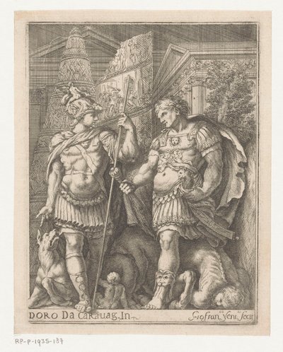 Deux soldats dans une ville - Giovanni Francesco Venturini