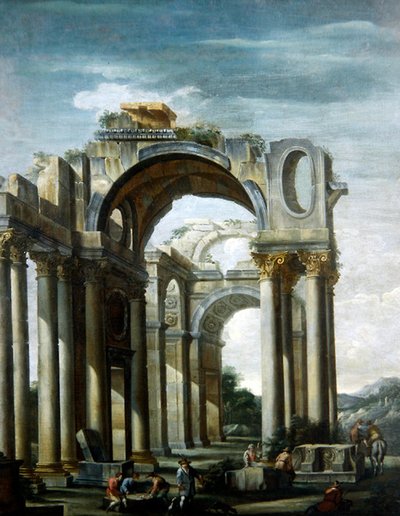 Caprice de ruines classiques avec personnages - Giovanni Ghisolfi