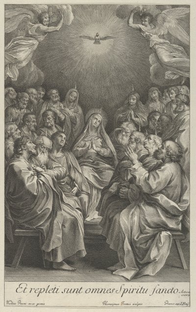 La Vierge avec des apôtres regardant vers la Sainte Colombe et deux anges, après Reni, 1700-50 - Giovanni Girolamo Frezza