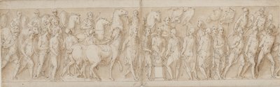 Les femmes capturées sont emmenées (fin de LXXIII); parade des gardes du corps (LXXIV); Marc Aurèle sacrifie à un autel (LXXV); Marc Aurèle regarde une attaque (début de LXXVI) - Giovanni Guerra