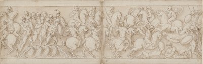 Marc Aurèle part sur un quai avec infanterie et cavalerie (CVIII); les Sarmates sont repoussés par les Romains avancés (CIX) - Giovanni Guerra