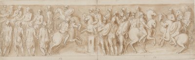 Sarmates devant le conseil impérial (fin de LXII, début de LXIII); entourés de gardes, Marc Aurèle et Pompée à cheval regardent une escarmouche (XC); nobles allemands apportant un message (jusqu