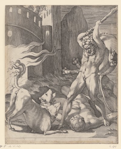 Hercule combat le Cerbère - Giovanni Jacopo Caraglio