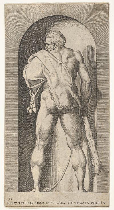 Planche 15 : Hercule debout dans une niche, portant une peau de lion et tenant une massue - Giovanni Jacopo Caraglio