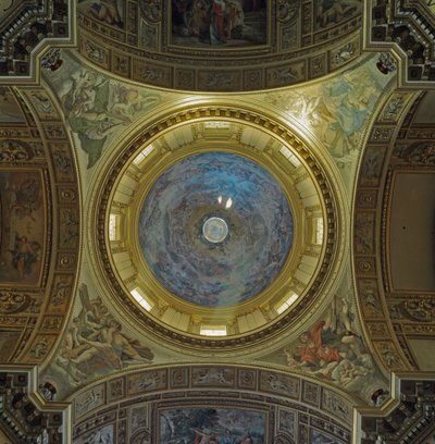 Vue intérieure de la coupole de Maderno avec fresques - Giovanni Lanfranco