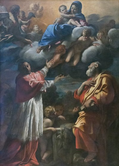 Madone et Enfant avec Saint Charles Borromée et Saint Barthélemy - Giovanni Lanfranco