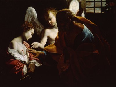 Sainte Agathe assistée par Saint Pierre et un ange en prison, vers 1614 - Giovanni Lanfranco