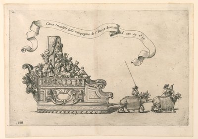 Char Triomphal de la Compagnie de Saint Roch, Reggio, Italie. Planche 2b de A. Isacchi, "Relatione di Alfonso Isachi intorno l