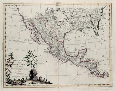Mexique ou Nouvelle-Espagne contenant le Nouveau-Mexique, la Californie avec une partie des pays adjacents, du Tome IV du Nouvel Atlas, gravé par G. Zuliani, 1785 - Giovanni Marco Pitteri