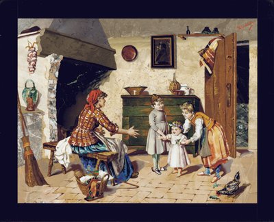 Assiette picturale représentant une scène d