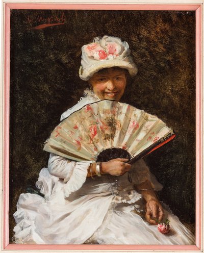 Dame avec éventail - Giovanni Muzzioli