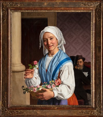 Fille avec un panier, dans la salle de billard - Giovanni Pagliarini