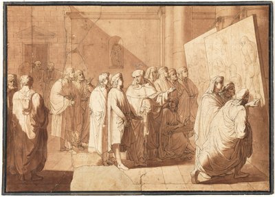 Fra Bartolommeo montre les cartons de Léonard et Michel-Ange à Raphaël - Giovanni Paolo Lasinio