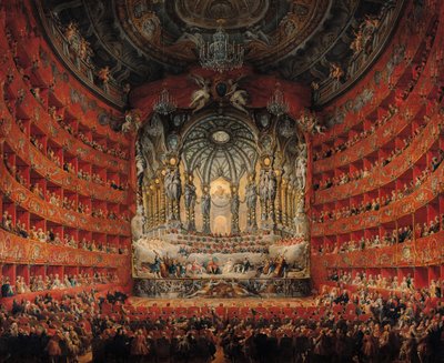 Concert donné par le cardinal de La Rochefoucauld au théâtre Argentina à Rome, lors du mariage de Louis le Dauphin, fils de Louis XV, avec Marie-Josèphe de Saxe, 1747 - Giovanni Paolo Pannini