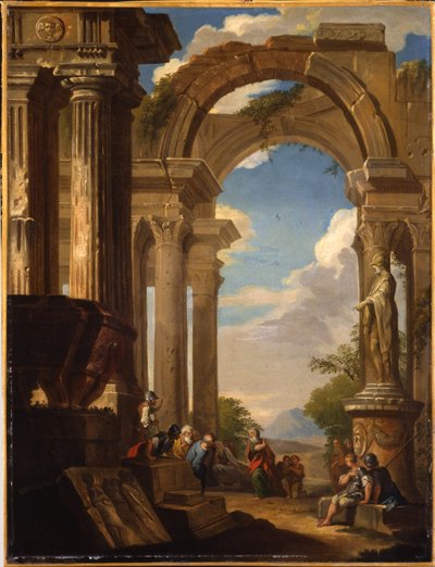 Capricci de ruines romaines avec figures - Giovanni Paolo Pannini