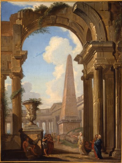 Caprices de ruines romaines avec figures - Giovanni Paolo Pannini