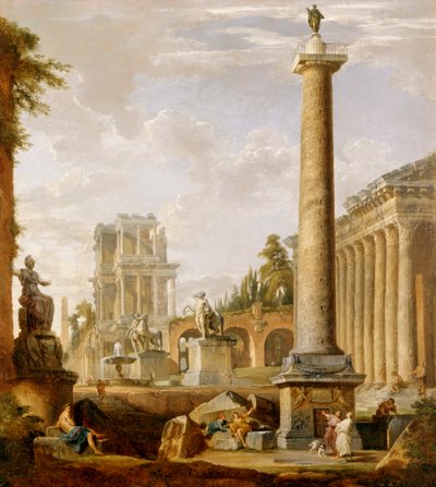 Caprice de ruines romaines avec la colonne Trajane - Giovanni Paolo Pannini