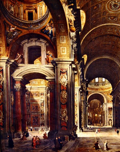 Le cardinal Melchior de Polignac visitant Saint-Pierre à Rome, 1730 - Giovanni Paolo Pannini