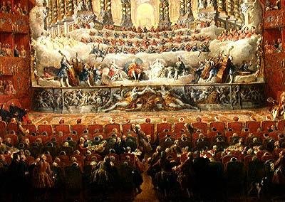 Concert donné par le Cardinal de La Rochefoucauld au Théâtre Argentina à Rome, en célébration du mariage de Louis le Dauphin, fils de Louis XV, avec Marie-Josèphe de Saxe - Giovanni Paolo Pannini